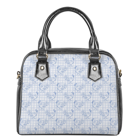 Rooster Plaid Pattern Print Shoulder Handbag