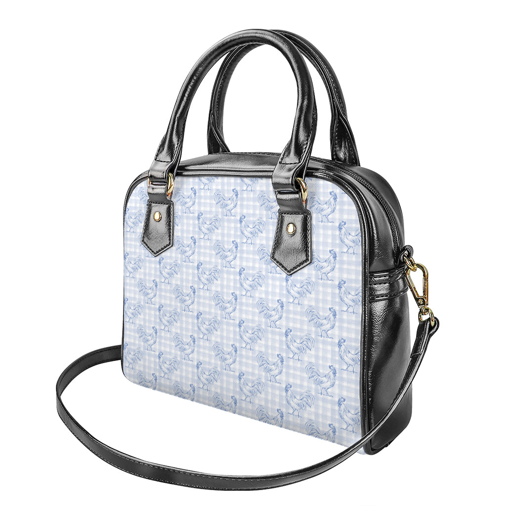 Rooster Plaid Pattern Print Shoulder Handbag