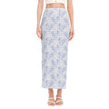 Rooster Plaid Pattern Print Side Slit Maxi Skirt