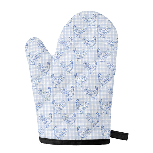 Rooster Plaid Pattern Print Single Oven Mitt