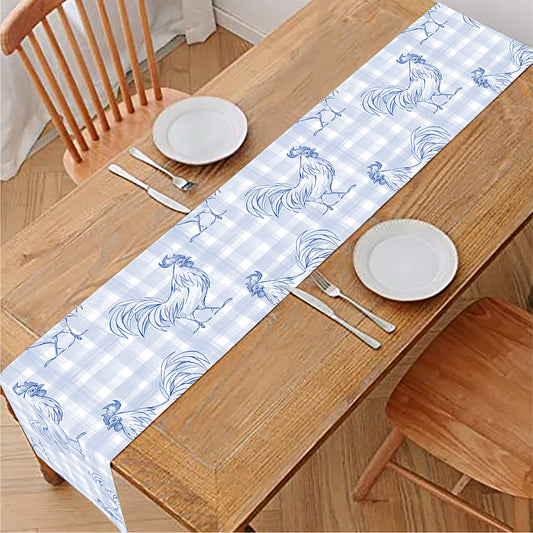 Rooster Plaid Pattern Print Table Runner