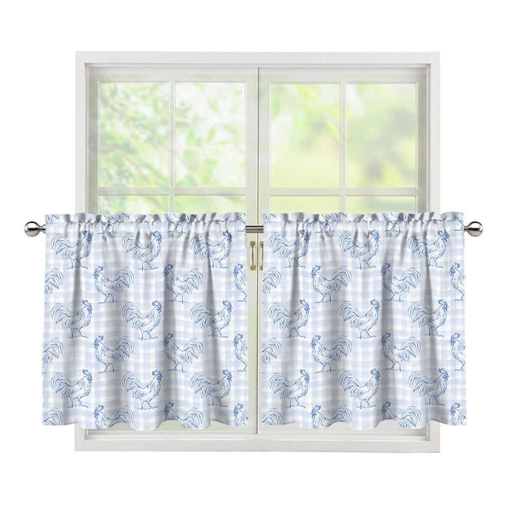 Rooster Plaid Pattern Print Tier Curtains