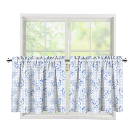 Rooster Plaid Pattern Print Tier Curtains