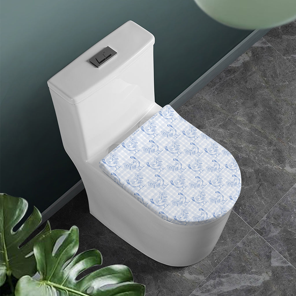 Rooster Plaid Pattern Print Toilet Lid Cover