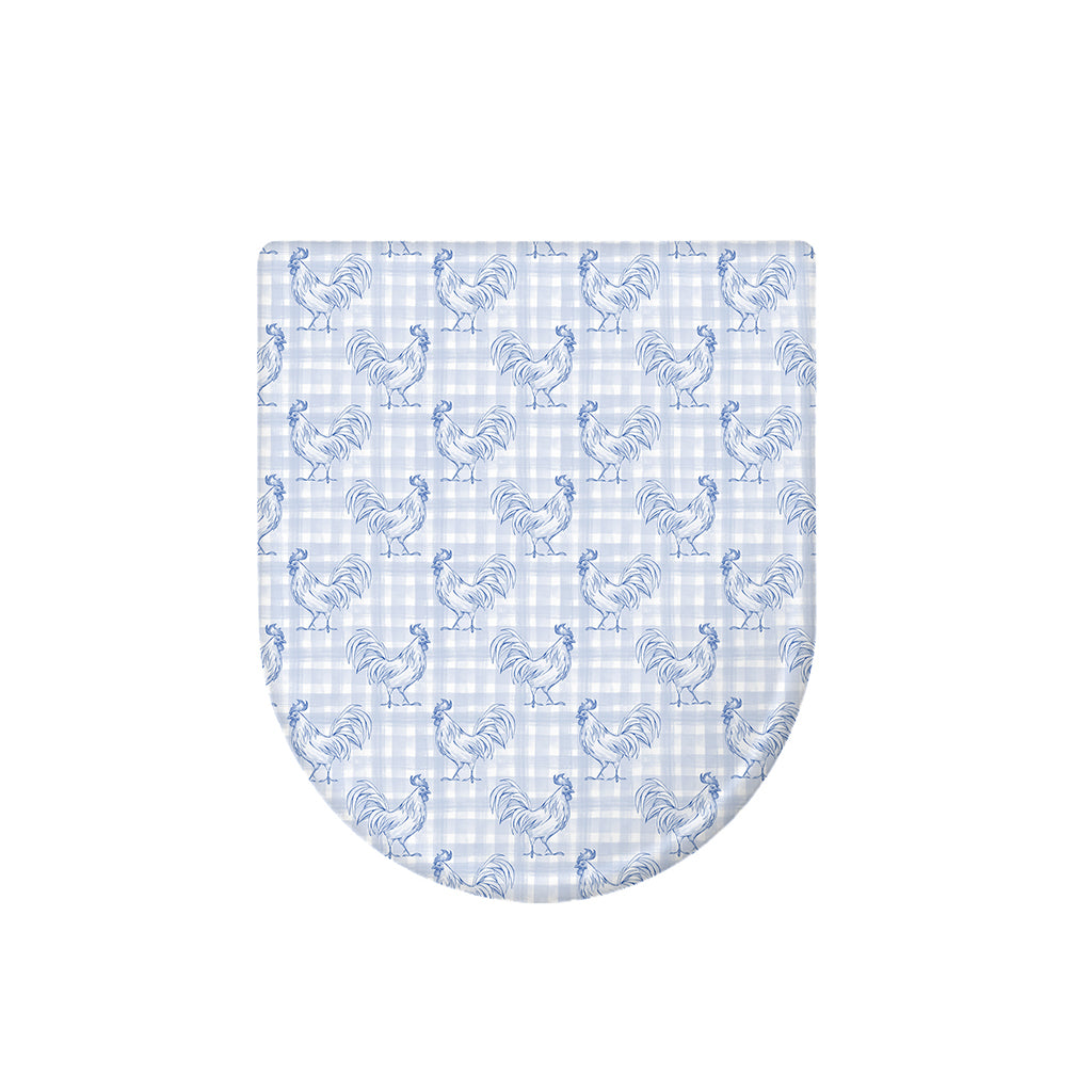 Rooster Plaid Pattern Print Toilet Lid Cover