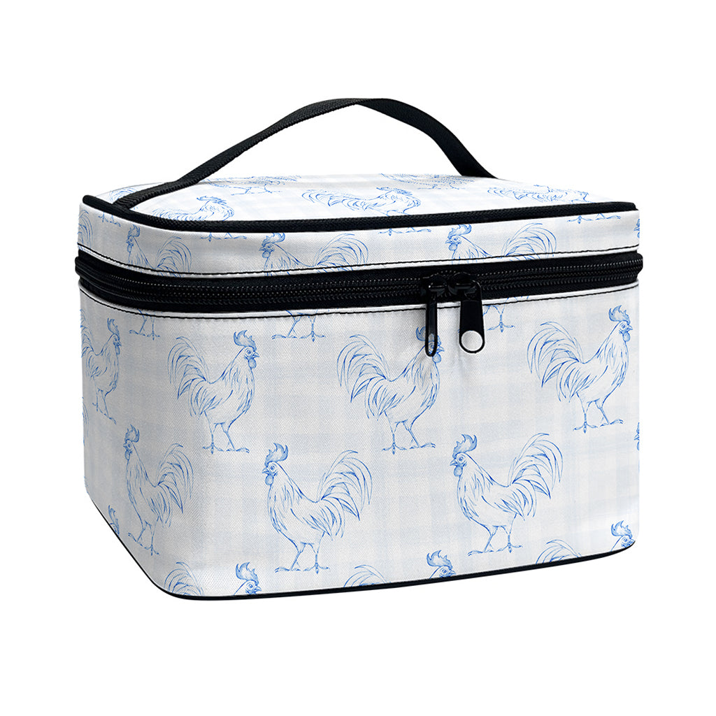 Rooster Plaid Pattern Print Travel Makeup Bag