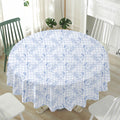 Rooster Plaid Pattern Print Waterproof Round Tablecloth