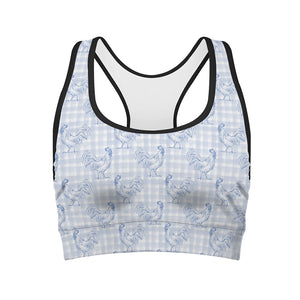 Rooster Plaid Pattern Print Women's Sports Bra