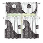 Roots Yin Yang Print 3 Piece Kitchen Curtains