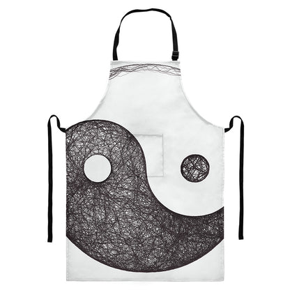 Roots Yin Yang Print Bib Apron With Pocket
