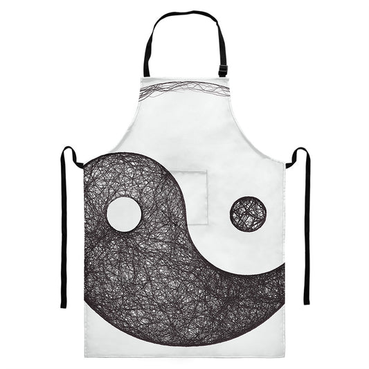 Roots Yin Yang Print Bib Apron With Pocket