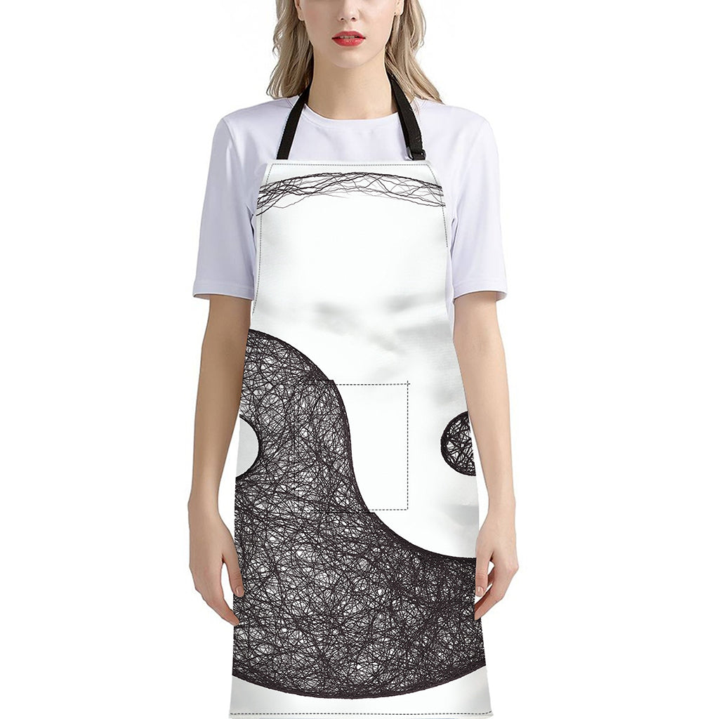Roots Yin Yang Print Bib Apron With Pocket