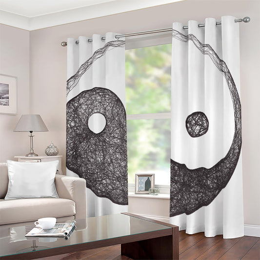 Roots Yin Yang Print Blackout Grommet Curtains