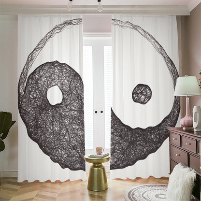 Roots Yin Yang Print Blackout Pencil Pleat Curtains