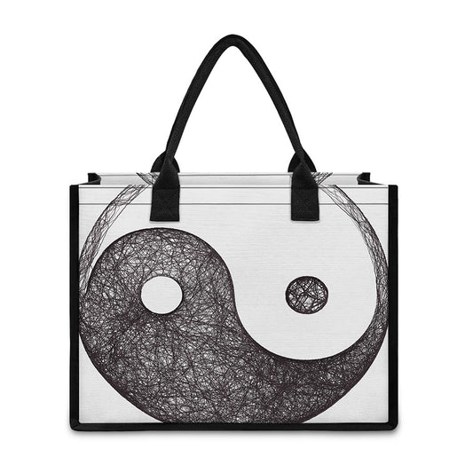 Roots Yin Yang Print Canvas Tote Bag