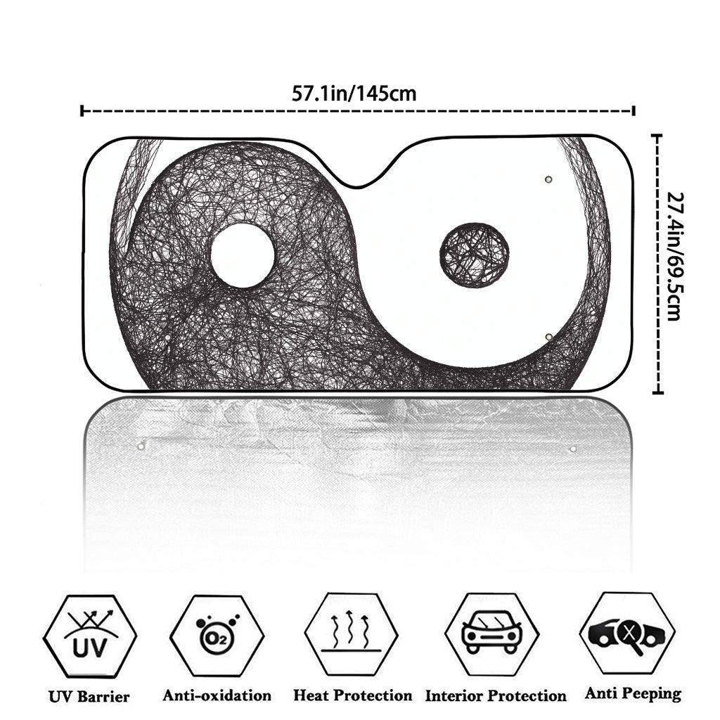 Roots Yin Yang Print Car Windshield Sun Shade