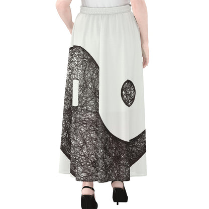 Roots Yin Yang Print Chiffon Maxi Skirt