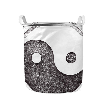 Roots Yin Yang Print Collapsible Laundry Basket