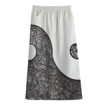 Roots Yin Yang Print Cotton Front Slit Maxi Skirt