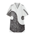 Roots Yin Yang Print Cotton Hawaiian Shirt