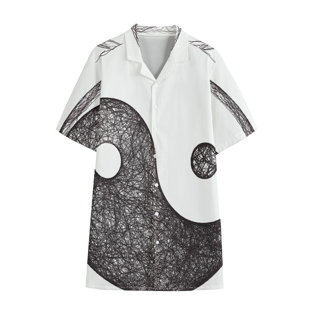 Roots Yin Yang Print Cotton Hawaiian Shirt