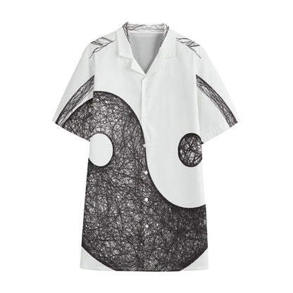 Roots Yin Yang Print Cotton Hawaiian Shirt