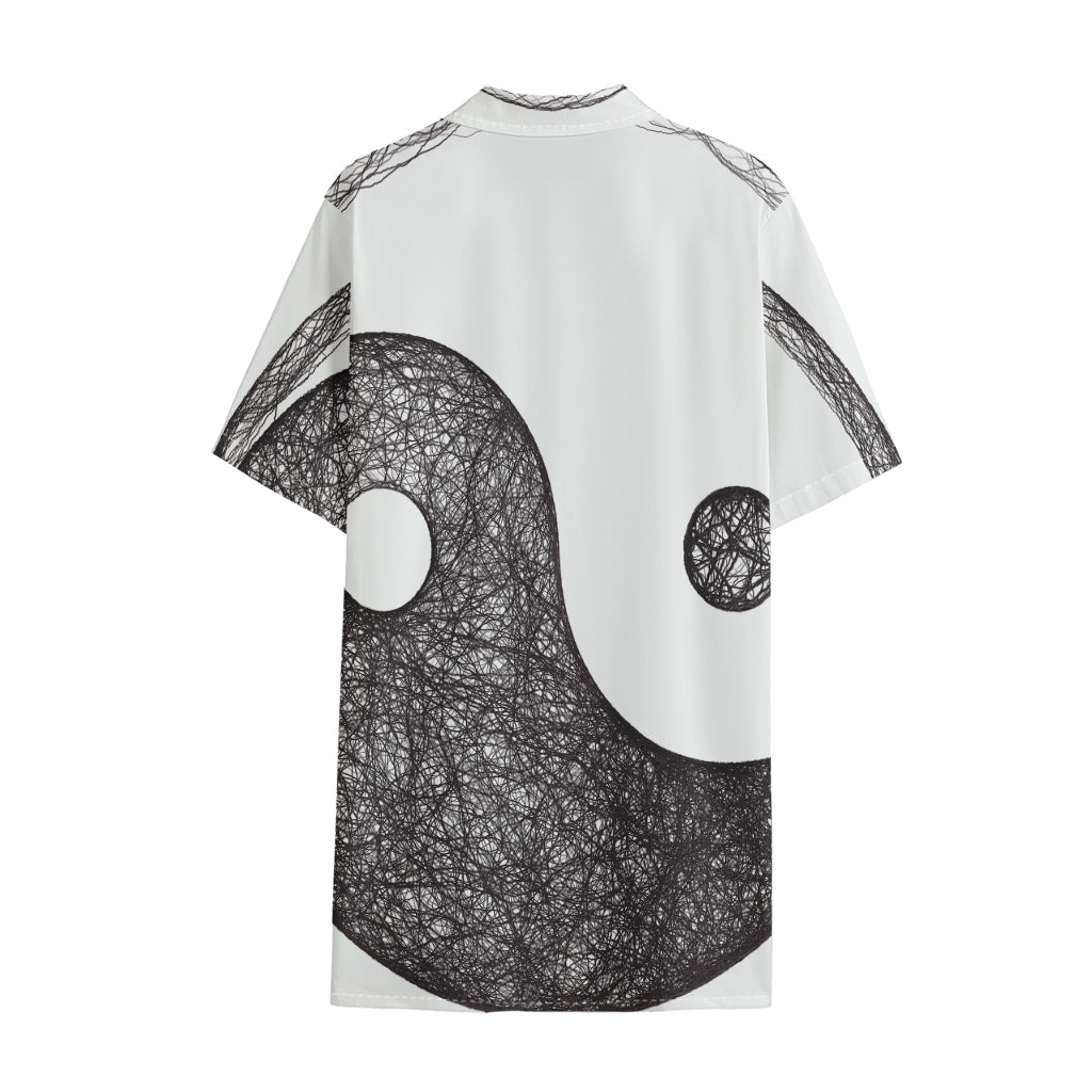 Roots Yin Yang Print Cotton Hawaiian Shirt