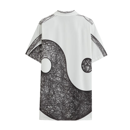 Roots Yin Yang Print Cotton Hawaiian Shirt