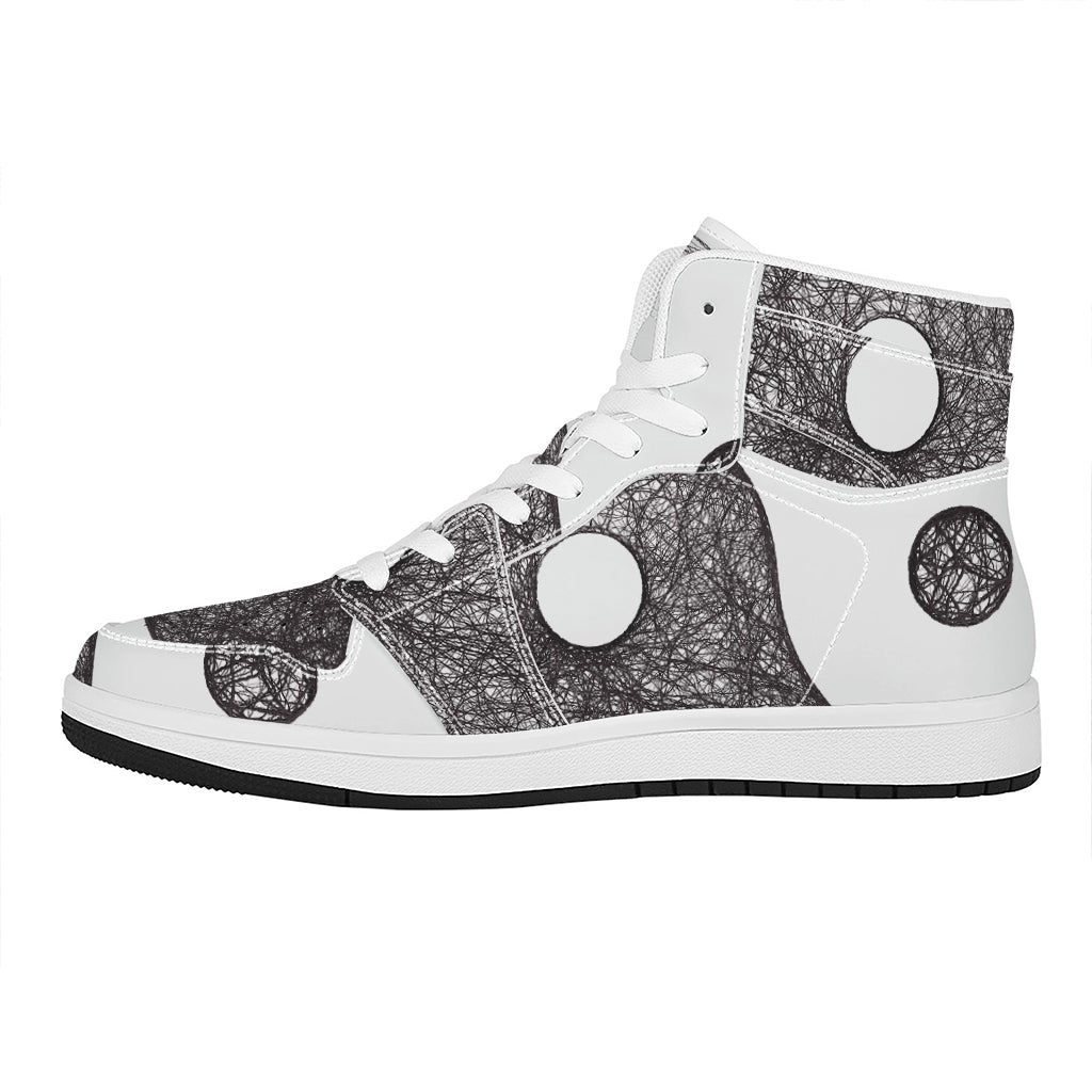 Roots Yin Yang Print High Top Leather Sneakers