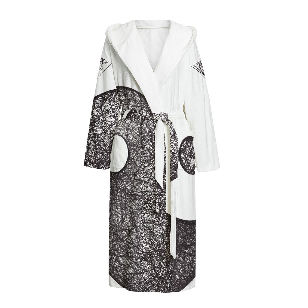 Roots Yin Yang Print Hooded Bathrobe