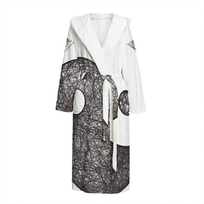Roots Yin Yang Print Hooded Bathrobe