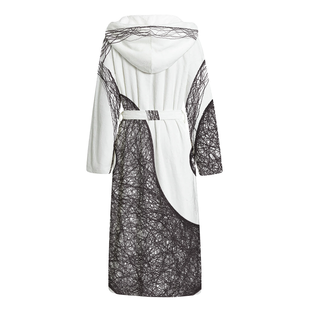 Roots Yin Yang Print Hooded Bathrobe