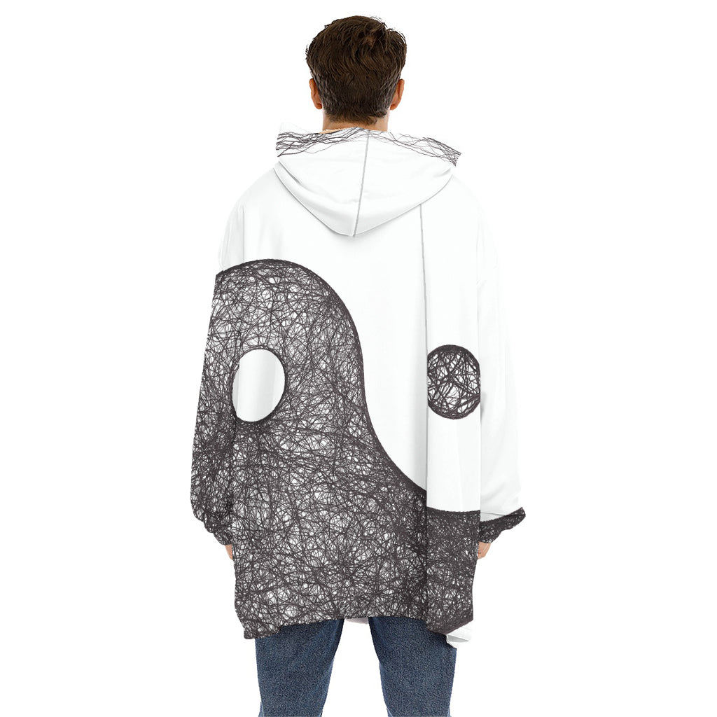 Roots Yin Yang Print Hoodie Blanket