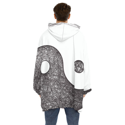 Roots Yin Yang Print Hoodie Blanket