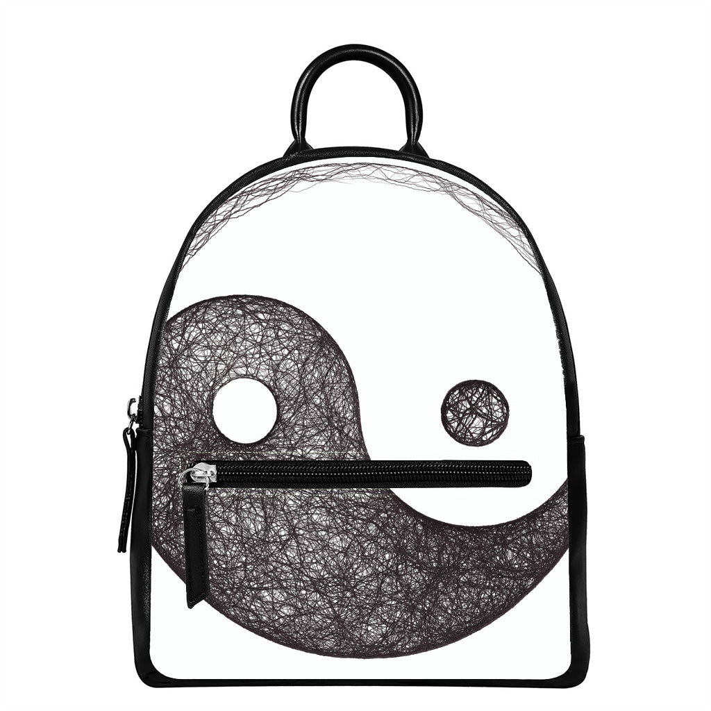 Roots Yin Yang Print Leather Backpack