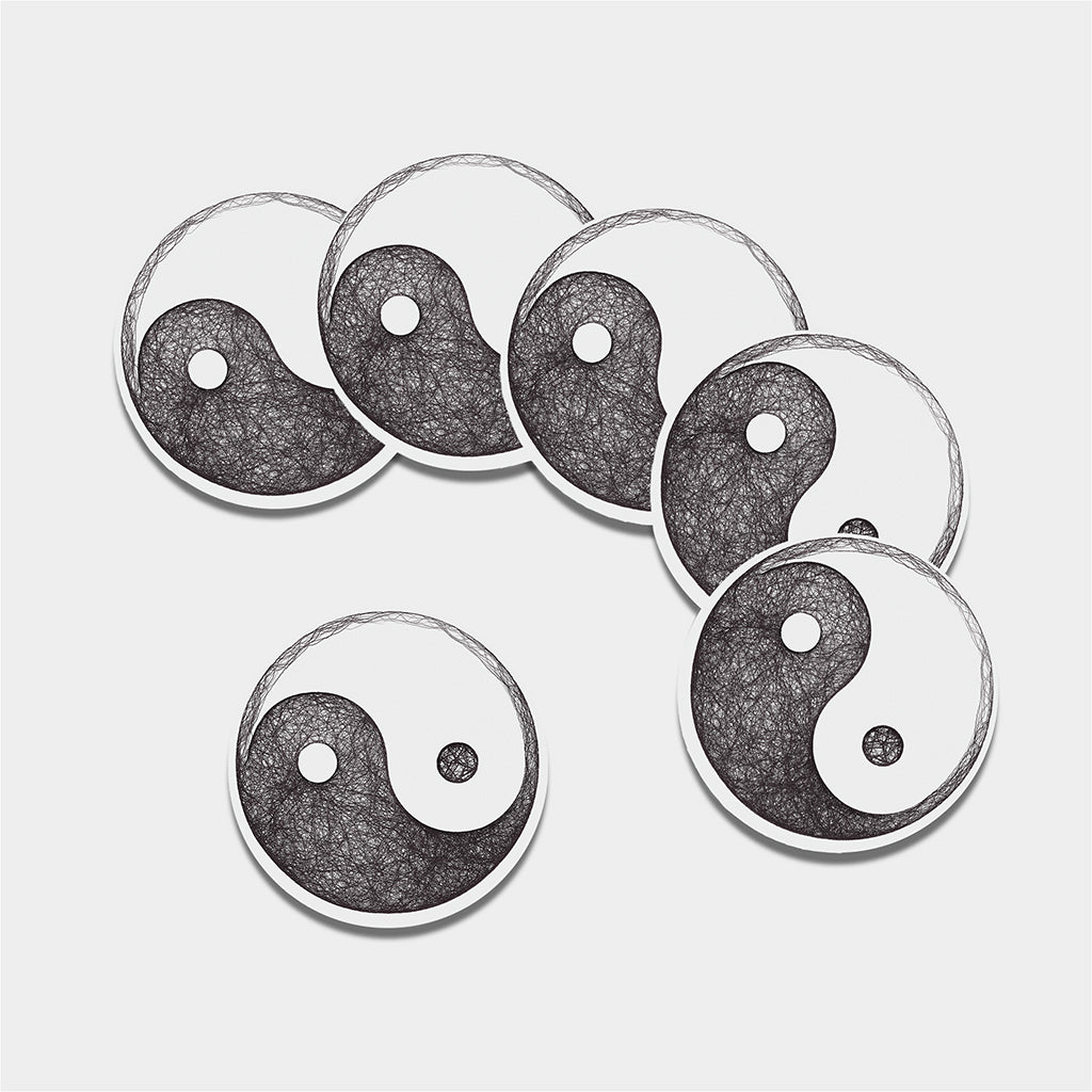 Roots Yin Yang Print Leather Coaster Set