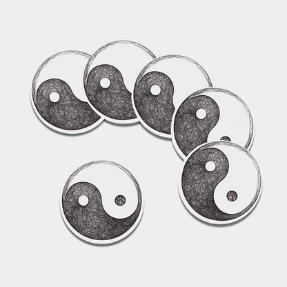 Roots Yin Yang Print Leather Coaster Set
