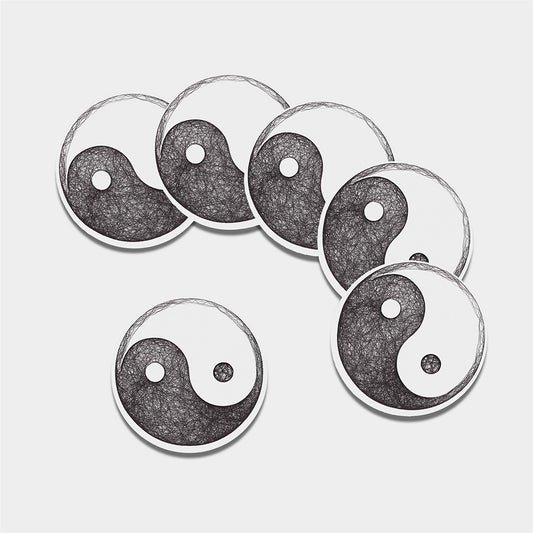 Roots Yin Yang Print Leather Coaster Set