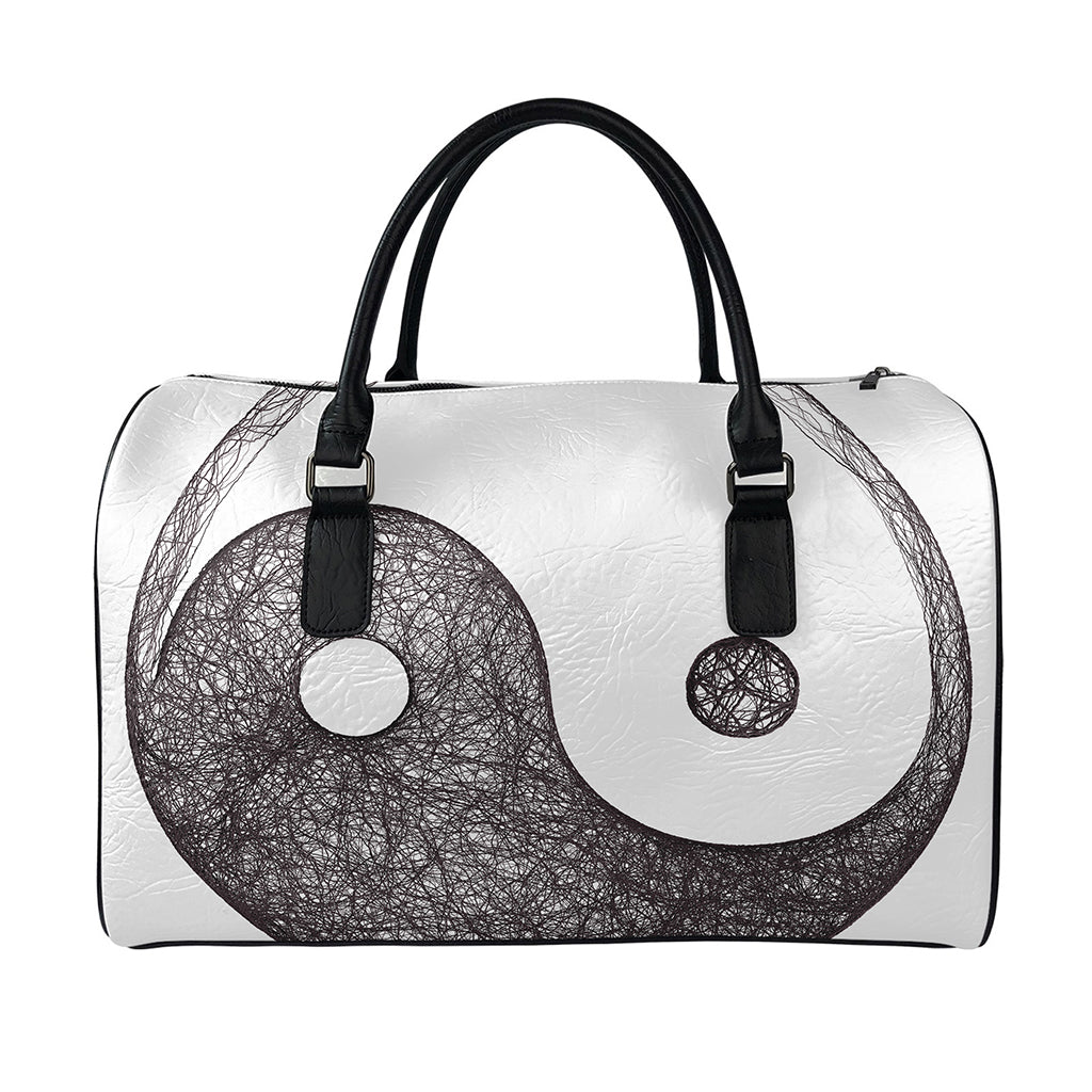 Roots Yin Yang Print Leather Duffle Bag