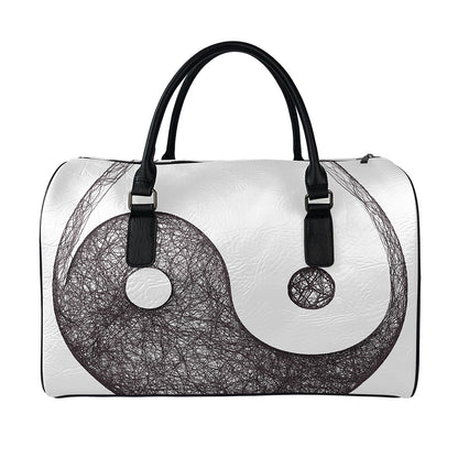 Roots Yin Yang Print Leather Duffle Bag