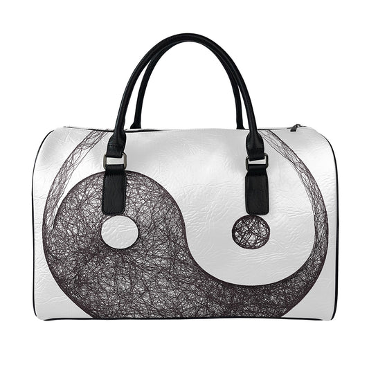 Roots Yin Yang Print Leather Duffle Bag