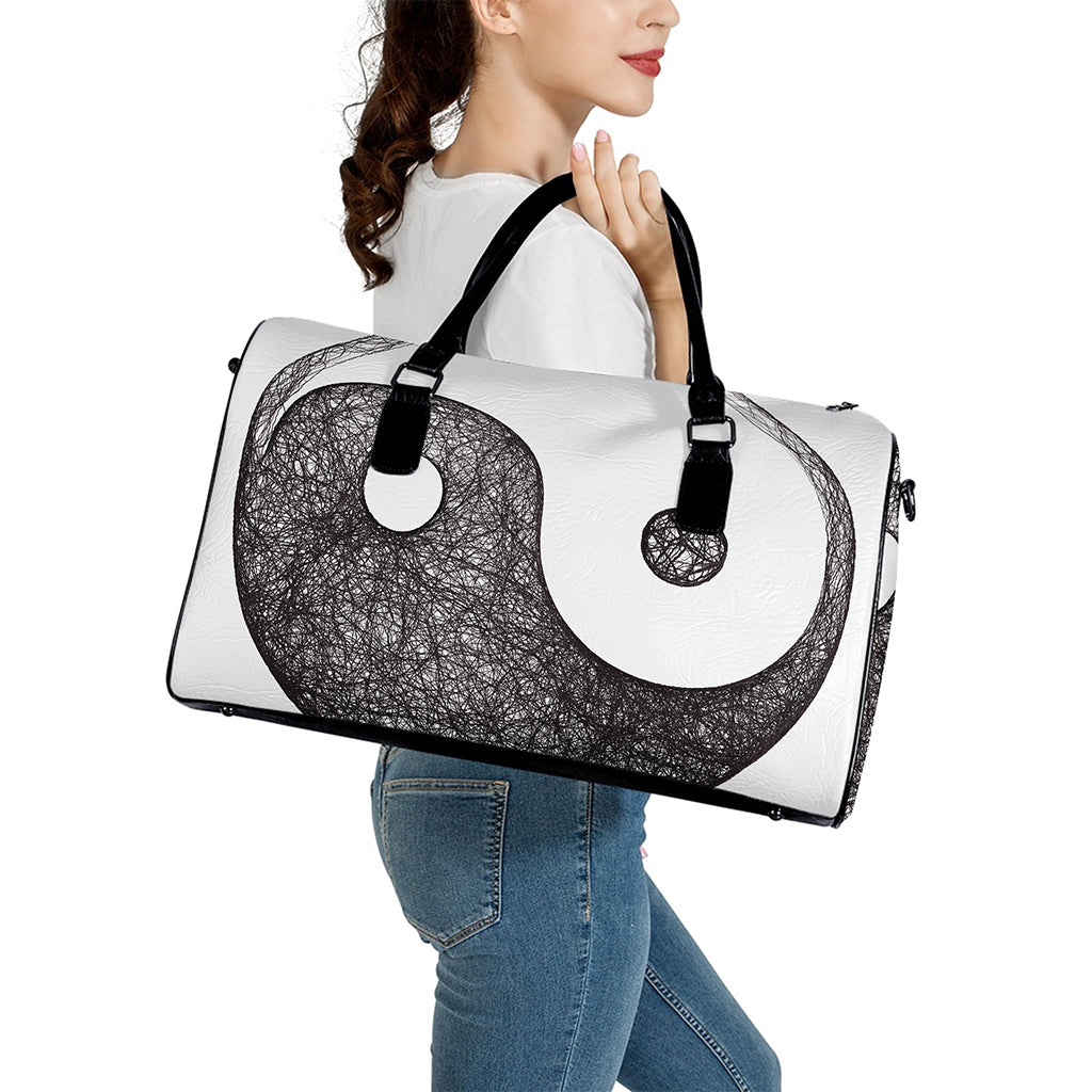 Roots Yin Yang Print Leather Duffle Bag