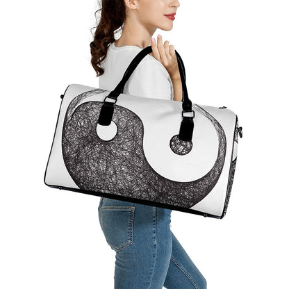 Roots Yin Yang Print Leather Duffle Bag