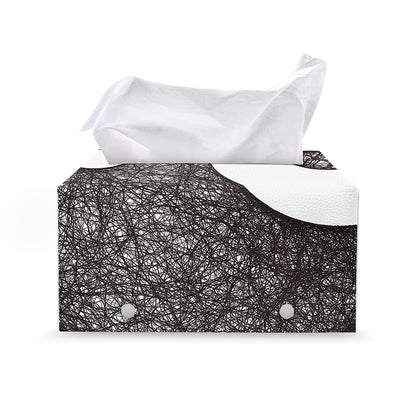 Roots Yin Yang Print Leather Tissue Box Cover