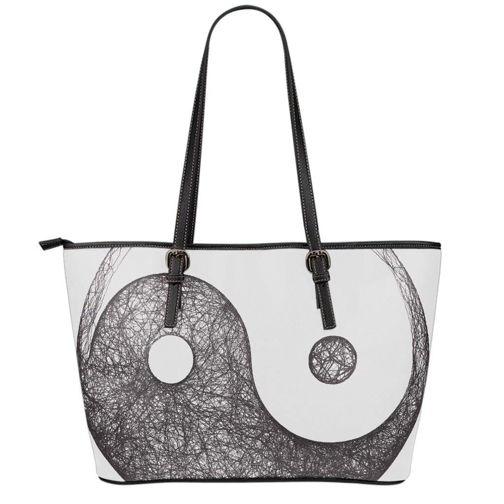 Roots Yin Yang Print Leather Tote Bag
