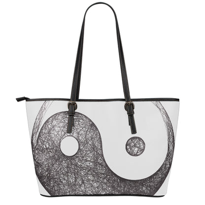 Roots Yin Yang Print Leather Tote Bag