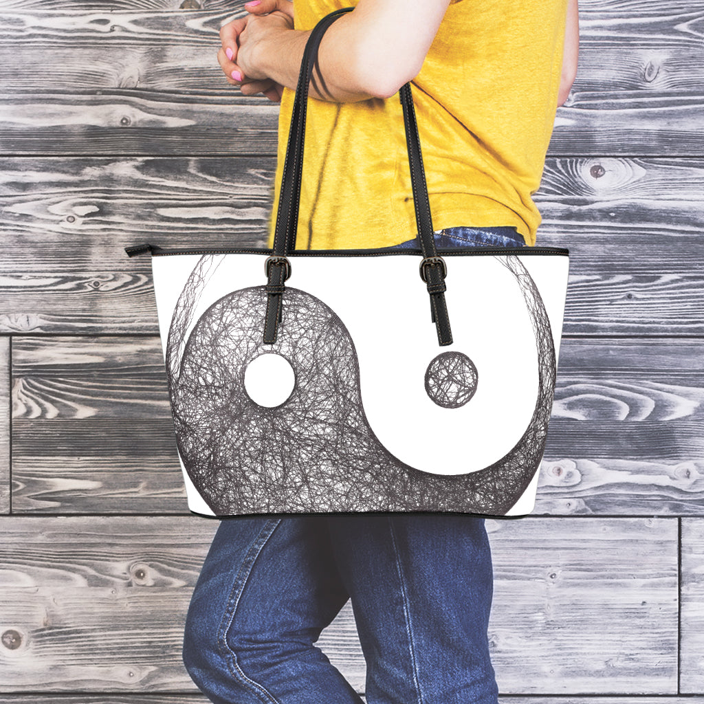 Roots Yin Yang Print Leather Tote Bag