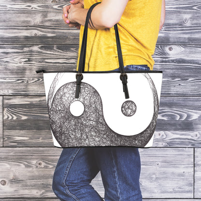Roots Yin Yang Print Leather Tote Bag