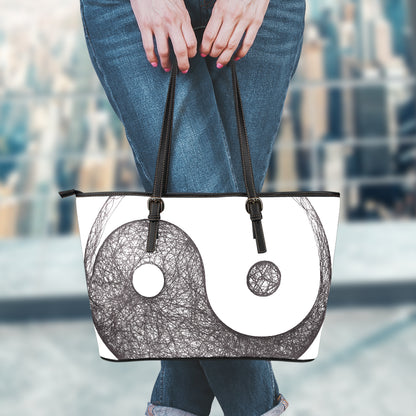 Roots Yin Yang Print Leather Tote Bag
