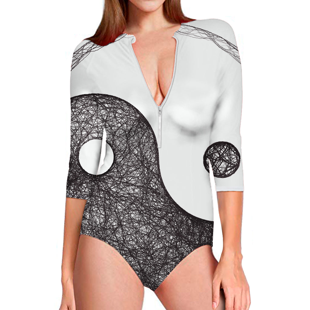Roots Yin Yang Print Long Sleeve Swimsuit